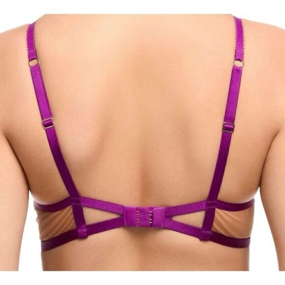 Dita Von Tesse NWT Shocking Violet femmoiselle demi lace bra lingerie SIZE 36D - Picture 3 of 4